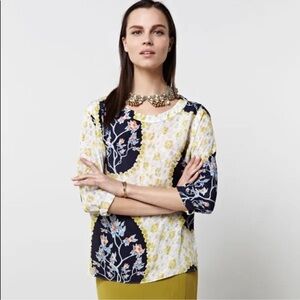 Anthropologie Chris Benz Floral Print Silk Top